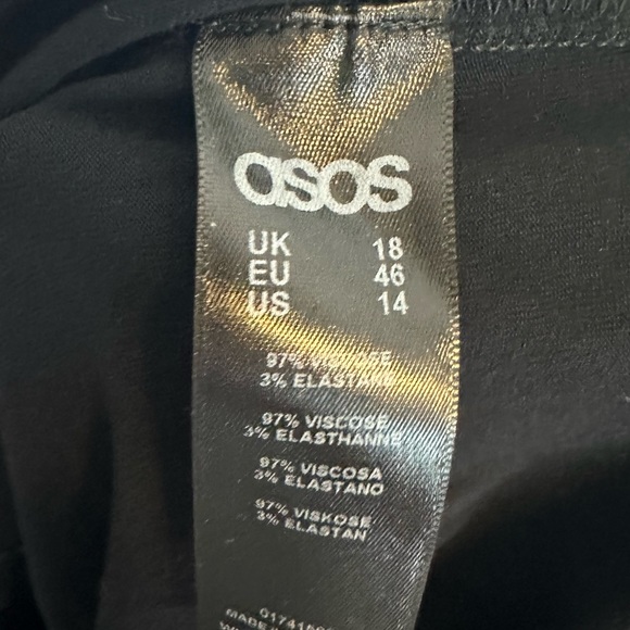 ASOS Maternity Black Faux Wrap Dress Size 14 - Picture 3 of 4